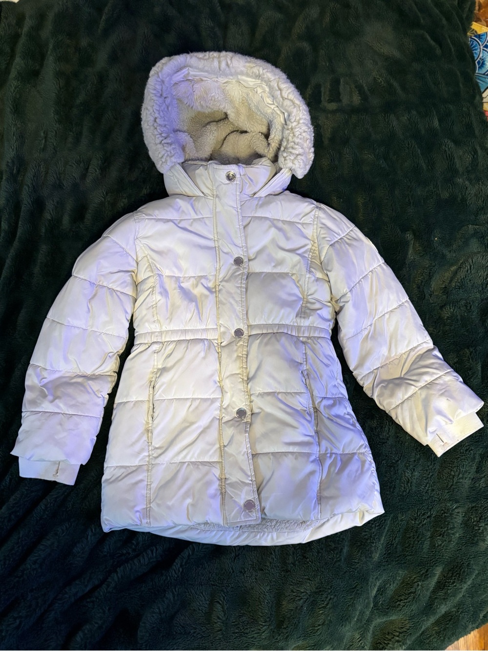 abercrombie kids Cream Hooded Quilted Puffer Jacket